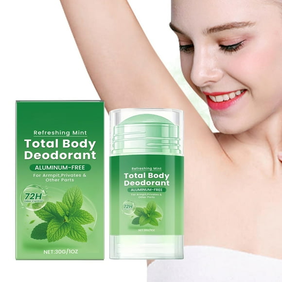 Desodorante en barra de menta natural 30 g - Desodorante corporal refrescante de protección 24 horas para pieles sensibles - Sin aluminio Control del sudor de larga duración con extractos naturales