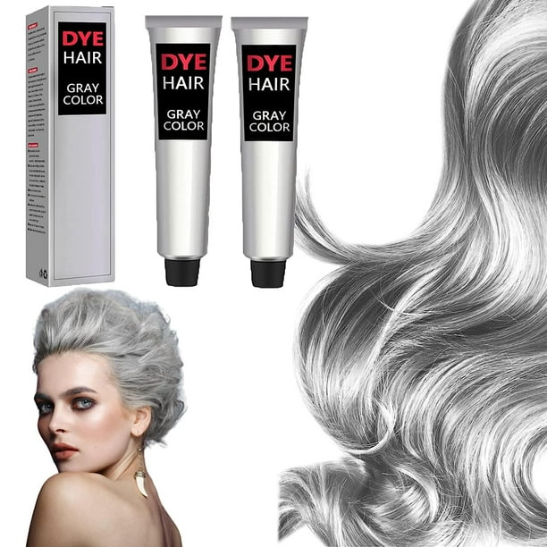 Light Grey Silver Hair Color Dye,100ml Natural Permanent Hair Dye Cream ...