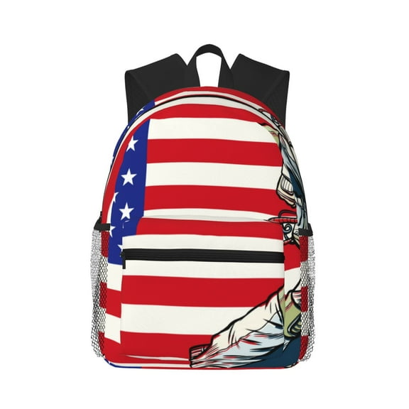Fuzoiu American Astronaut Runs Forward Print School Backpack for Teens,Large Bookbag,Lightweight Laptop Bag for Travel, Work, School & Outdoor Adventures