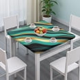 thumbnail image 3 of Teal Gold Marble Pattern Square Fitted Tablecloth with Elastic Edge,Square Table Cover,Washable Elastic Table Cover for Home Kitchen Party Decor 36"x36", 3 of 6