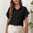thumbnail image 3 of Solapa camisa versátil con cuello en v mangas de encaje top top suelto para mujer top transpirable para mujer Camisas con botones para mujer Casual cuello en V mangas de encaje ANGGREK Otros, 3 of 6
