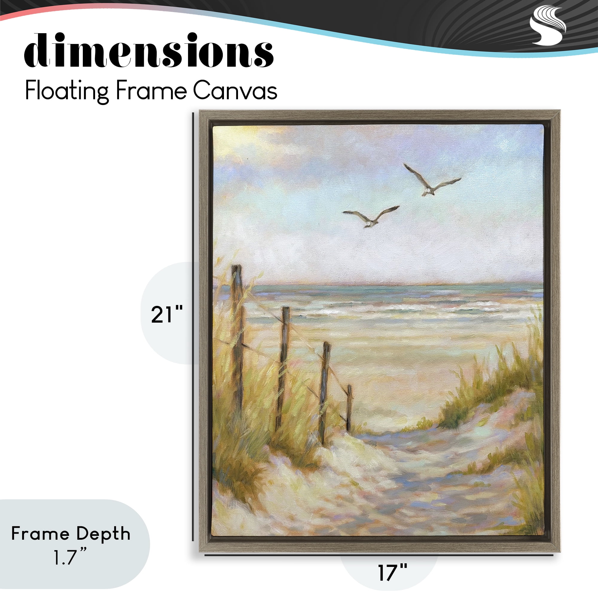 Stupell Industries Tranquility Beach Coastal Path Brown Framed Floater Canvas Wall Art, design by Linda Sperruzzi