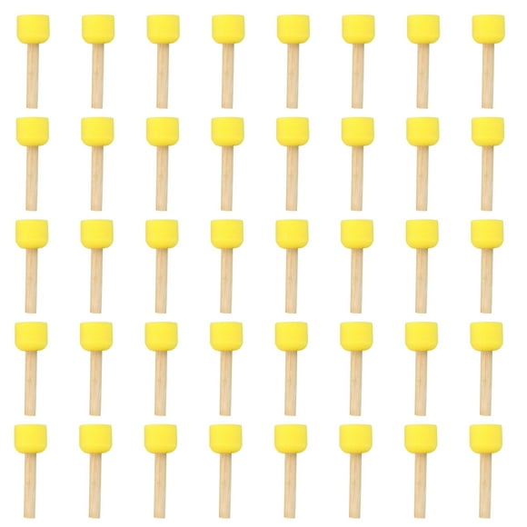 Esponjas de pintura Uxcell para pintar, brocha de esponja redonda de espuma con mango de madera amarilla 1.2