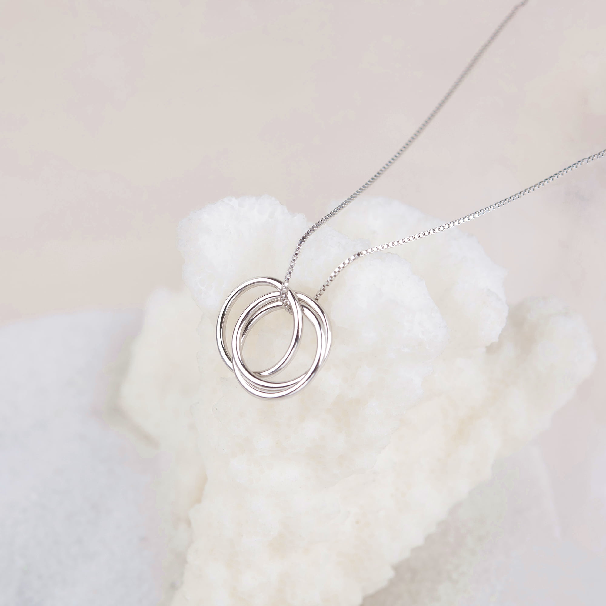 Anavia 30th Birthday Gift for Wife from Husband, 925 Sterling Silver Three Rings Necklace for Her Birthday Gifts
