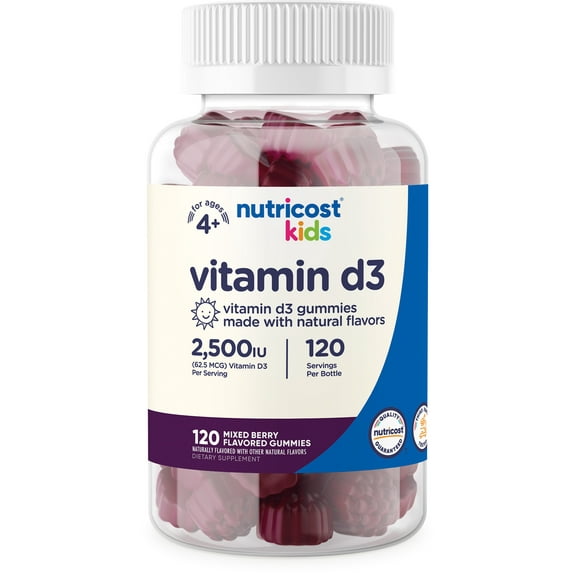 Nutricost Kids Vitamin D3 Gummies 2,500 IU (62.5mcg), 120 Gummies - Mixed Berry Flavored