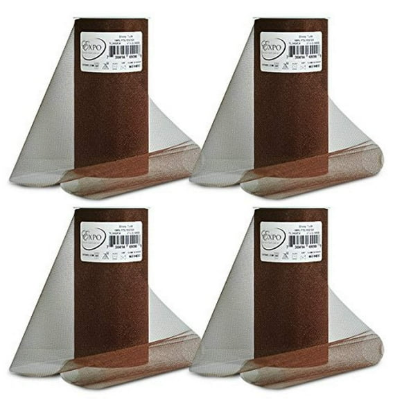 Expo International Pack of 4 Premium Shiny Spools of 6 Inch X 25 Yards | Chocolate Tulle