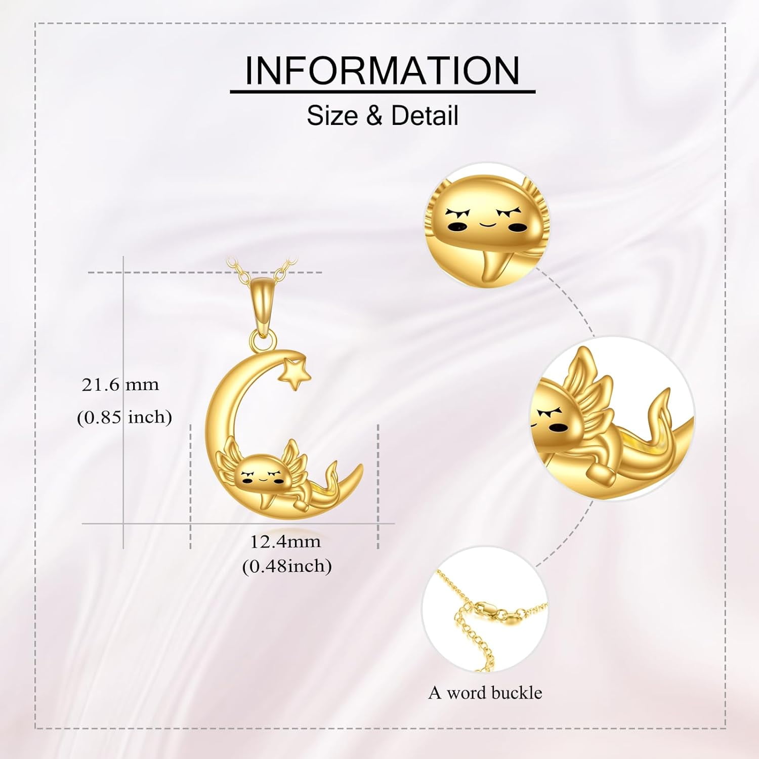 XATENJE14K Solid Gold Axolotls Necklace Moon Axolotl Pendant Necklace Axolotl Jewelry Gifts for Women