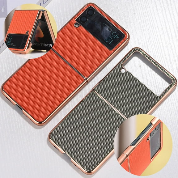 For Samsung Galaxy Z Flip 4/Z Flip 3 5G Phone Case，Shockproof Luxury Plating Leather Hybrid Cover，Ultra Slim Stand Case Cover