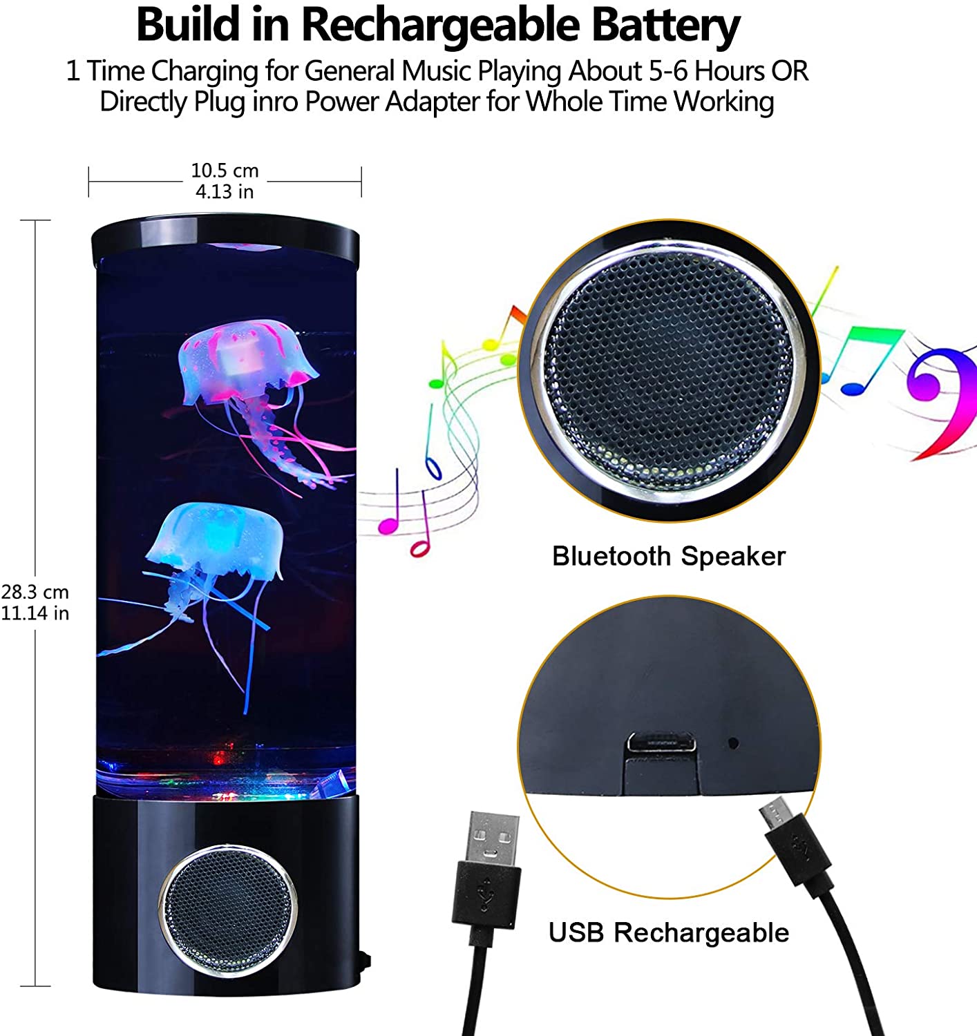 Buy Jellyfish Lava Lamp Bluetooth Speaker Aquarium Night Light MultiColor Changing with 2