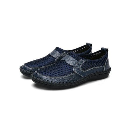 

Sanviglor Unisex Casual Shoes Beach Flats Outdoor Water Hiking Shoe Camping Breathable Stitching Overshoe Non-Slip Slip On Blue 10.5