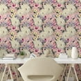 thumbnail image 2 of Ambesonne Flowers Vintage Peel & Stick Wallpaper for Home, Retro Rose Pattern, 13"x36", Ivory Pastel Pink, 2 of 5