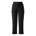thumbnail image 3 of cocolona Womens Casual Outdoor Hiking Pants Button Zipper Waist Straight Wide Leg Waterproof Cargo Pants with Pockets, 3 of 5