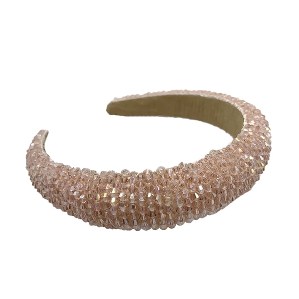 Sonducket Diademas con cuentas de cristal con purpurina, tocado de punto Flexible para el cabello, tocado para mujer, fiesta, colorido brillante Accesorio para el cabello rosa durazno Sonducket AP010971-26B