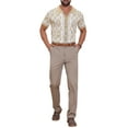thumbnail image 2 of Men's Argyle Polo Shirt Casual Short Sleeve Plaid Knitted Shirts XL Khaki, 2 of 6