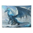 thumbnail image 5 of Chilfamy  Bule Dragon Tapestry, Medieval Fantasy Animals Cool Dragon Tapestry, Winter Snow Regions Art Aesthetics Wall Decor Tapestry Wall Hanging for Home College Dorm Living Room 60x50inch, 5 of 6