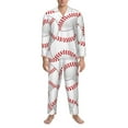 thumbnail image 4 of Kll Baseballs Sleepwear Mens Flannel Pajamas,Long Cotton Pj Set, 4 of 9