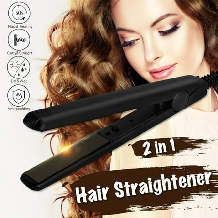 4 In One Hair Curler Professional Mini 2 In 1 Hair Straightener Anti_scalding Curler Wet Dry Rapid Heating Curling Electric Ceramic Flat Iron Fast Heating Hair Styling Tools ()