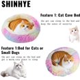 thumbnail image 3 of Cat Bed Round Plush Fluffy Hooded Cat Bed Cave, Cozy for Indoor Cats or Small Dog beds, Soothing Pet Beds Doughnut Calm Anti-nxiety Dog Bed - Waterproof Bottom Washable (23×23inch, Multicolor), 3 of 12