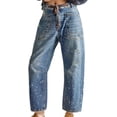 thumbnail image 1 of Jeans baggy tipo barrel con cintura elástica, azul, 1 of 5