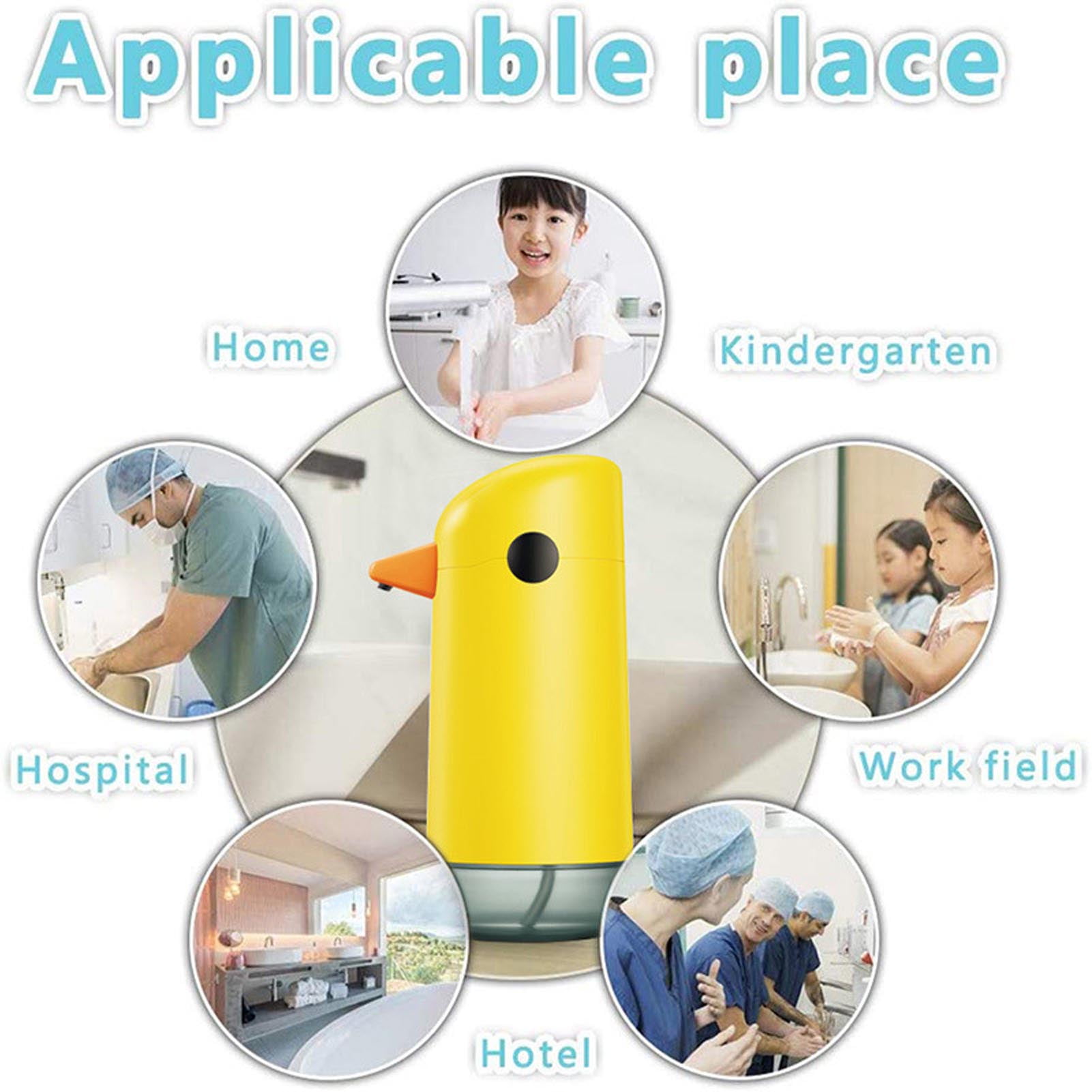 BIMZUC Duck Automatic Soap Dispenser for Kids, Cute Touchless Foam Soap Dispenser with Visible Liquid Level, Battery-Powered, Yellow