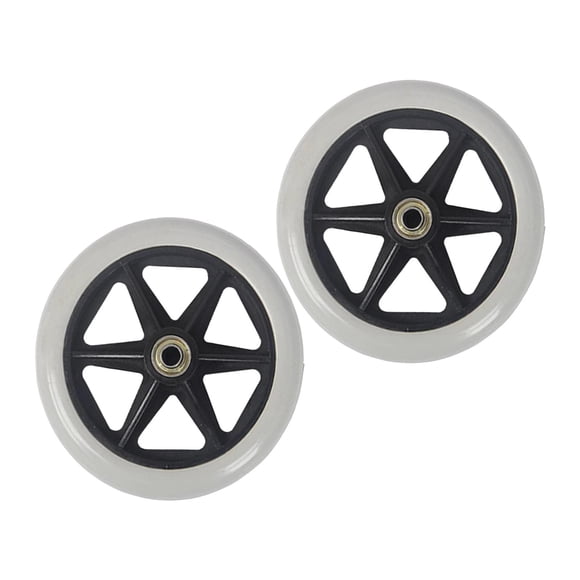 2x Ruedas de repuesto para silla de ruedas, piezas de reparación, rodamientos sólidos silenciosos de 8 mm Gris 6 pulgadas