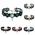 thumbnail image 6 of RSAMD Black Lace Necklace Collar Choker Velvet Crystal Vintage Gothic Chain Pendan.sh-Dark blue, 6 of 9