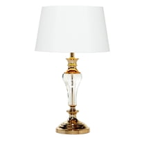 DecMode 27" Gold Table Lamp with White Fabric Shade