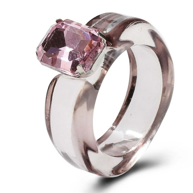 Anillo de diamantes de color gelatina, dulce y colorido, femenino y lindo, anillo de resina, anillo de diamantes