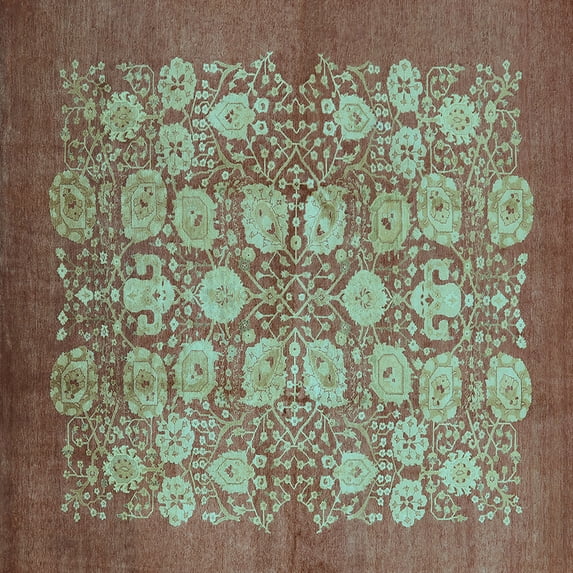 Ahgly Company Indoor Square Oriental Light Blue Industrial Area Rugs, 3' Square