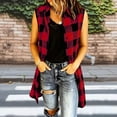 thumbnail image 5 of TGSLY Women's Plaid Long Vest Jacket Lightweight Collared Button Down Open Layering Gilet Dressy Casual Sleeveless Cardigan Coat L, 5 of 6