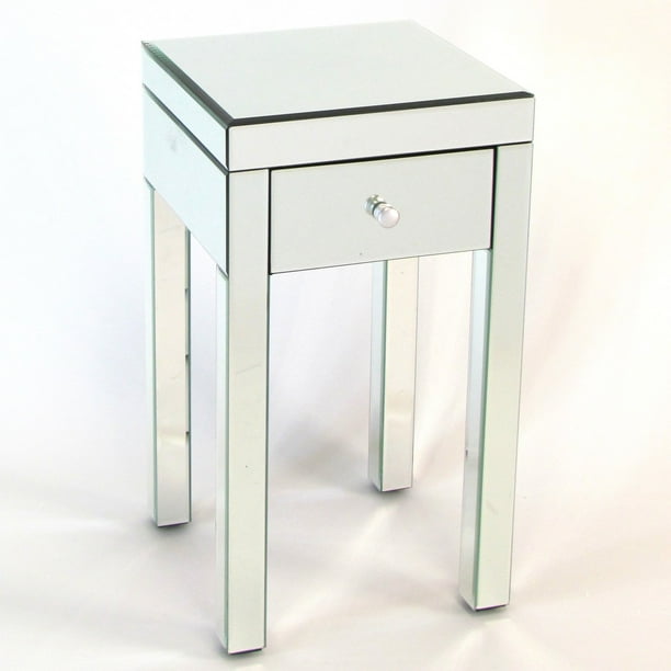 Wayborn Omega 1 Drawer Mirrored Nightstand Com Wayborn Omega 1 Drawer Mirrored, Narrow Mirrored Side Table