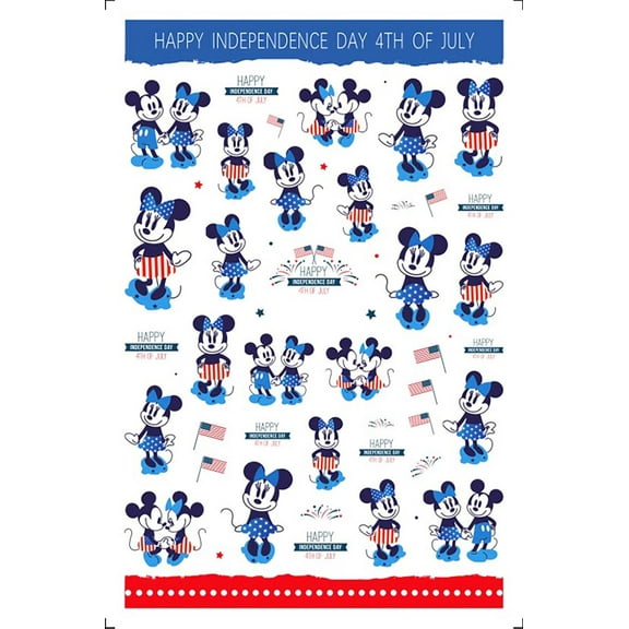 American Nail Art Stickers 4th of July Red White Blue Cute Minnie Mickey Nail Sticker Mouse Ears - American Flag