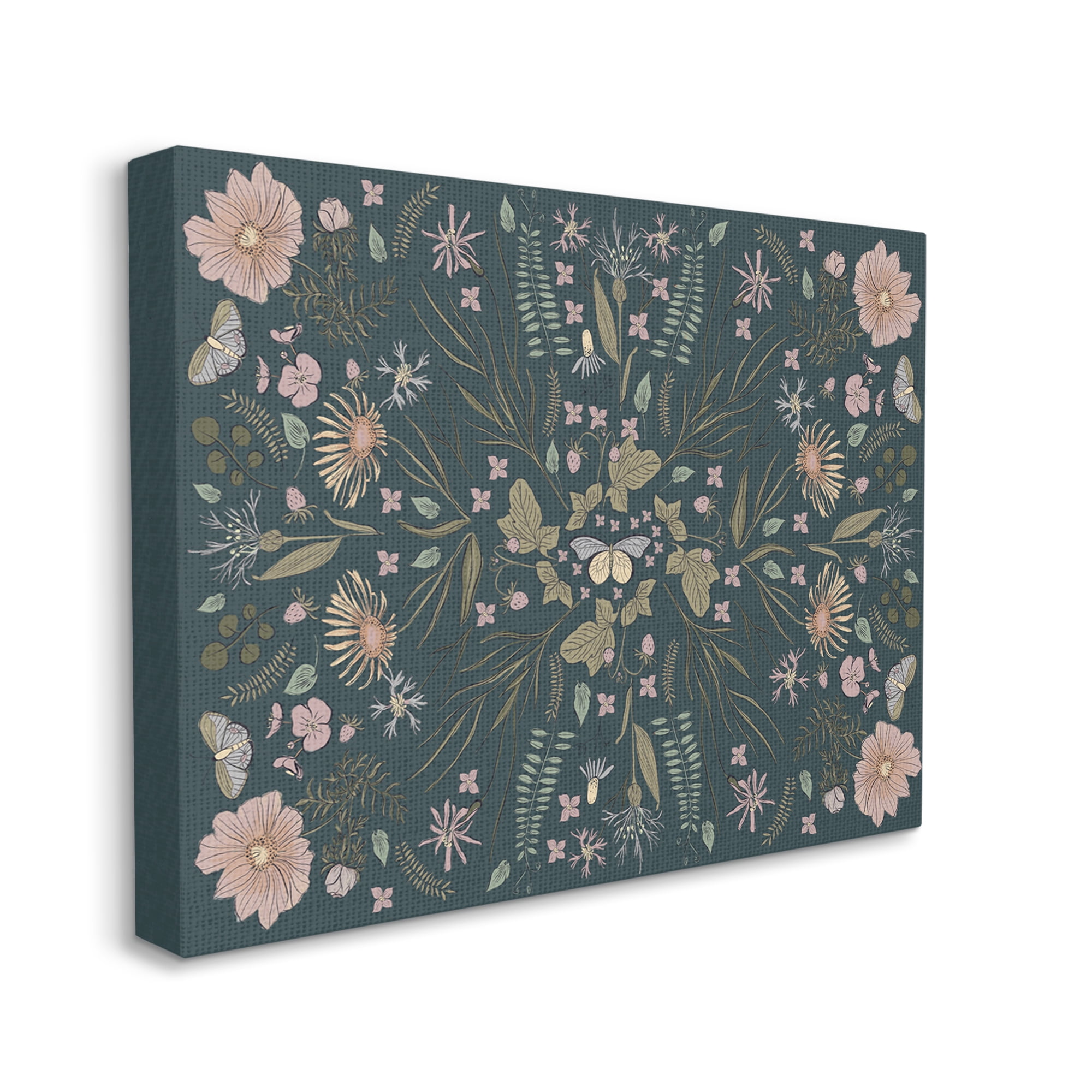 Stupell Industries Varied Floral Botanical Pattern Butterfly Insect Motif Graphic Art Gallery Wrapped Canvas Print Wall Art, Design by Birgit Maria Kiennast