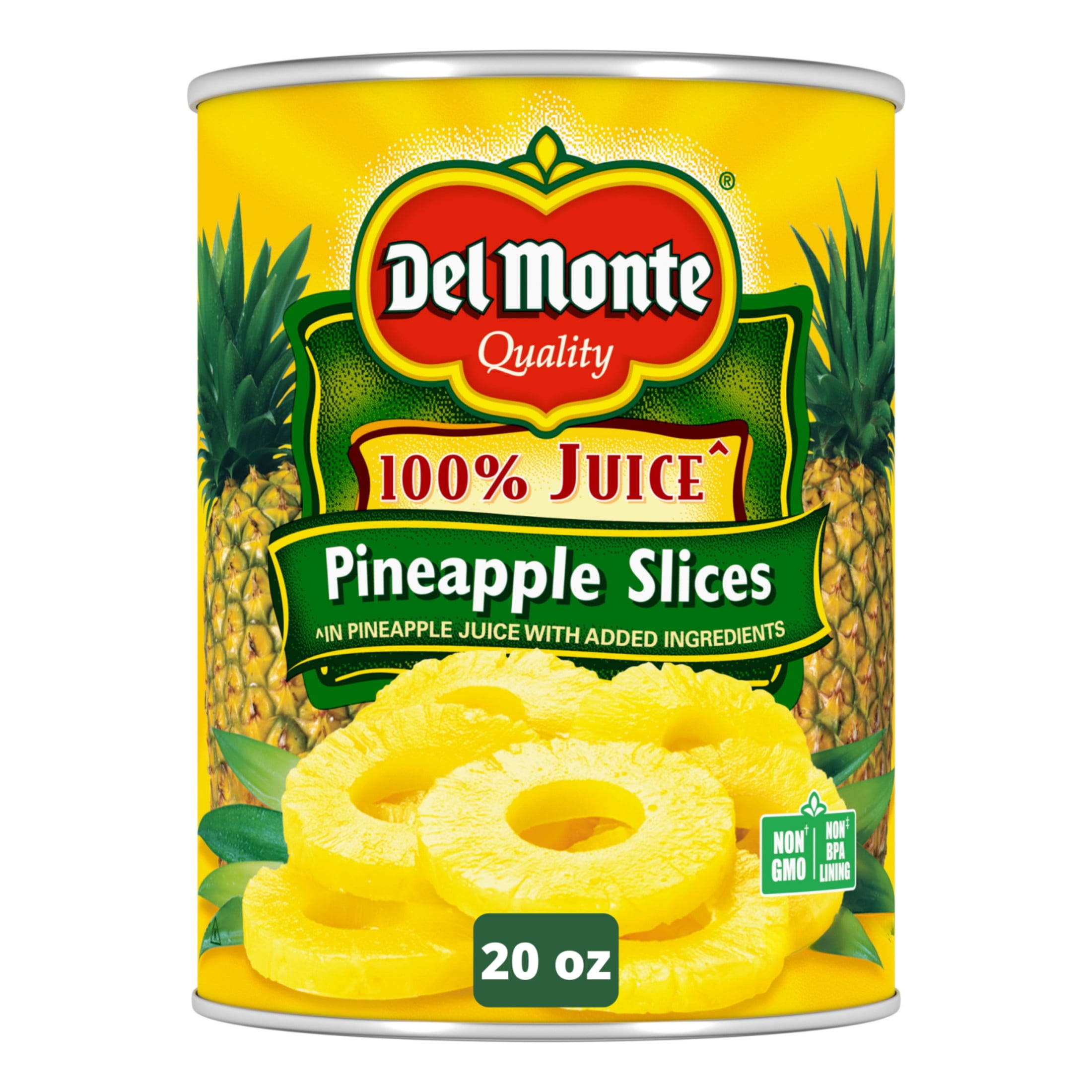 (2 pack) Del Monte Canned Pineapple Slices, Canned Fruit, 20 oz Can