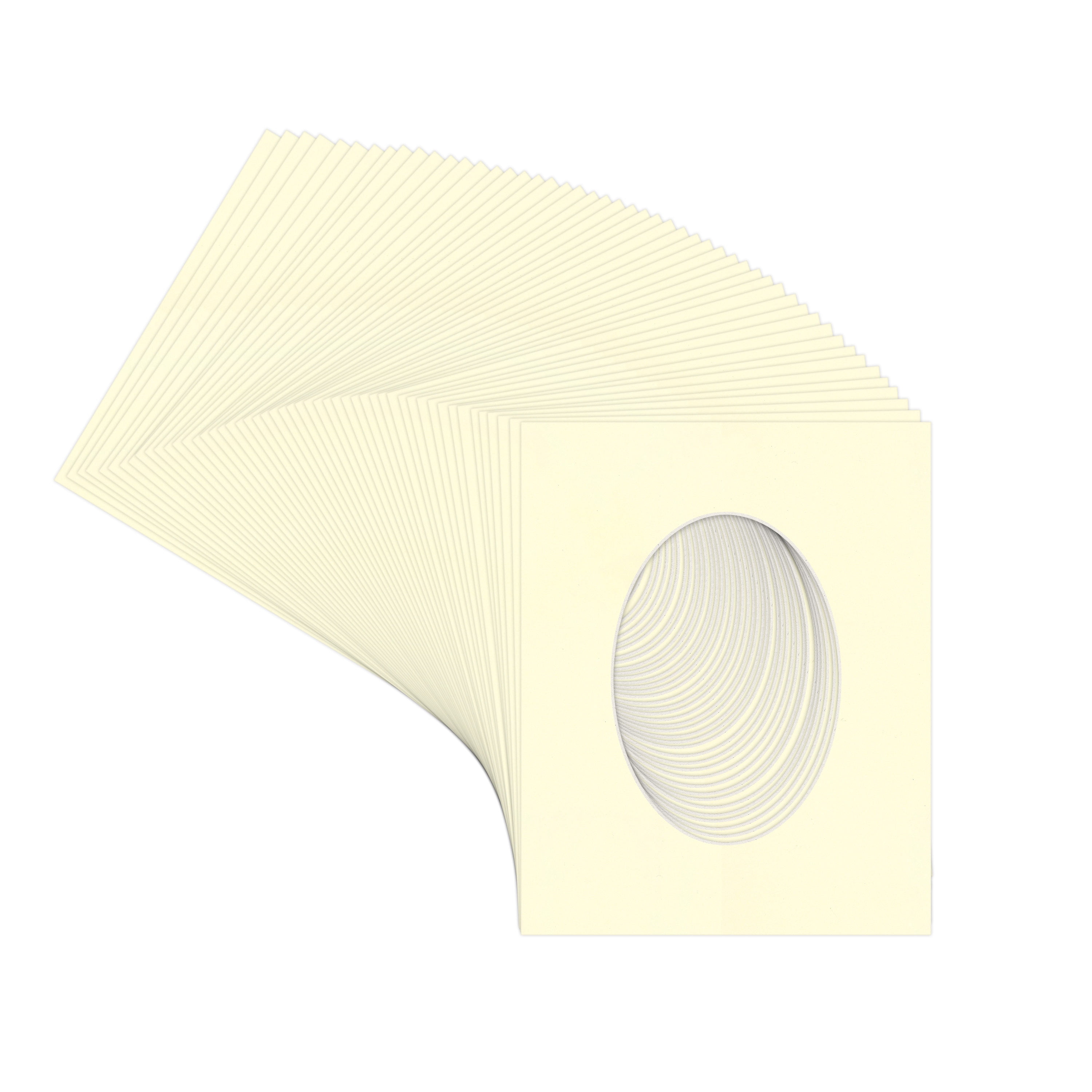 Off White Picture Frame Mat for 18x24 Frames - Oval Opening for 15x19 Photos - 50 Mats