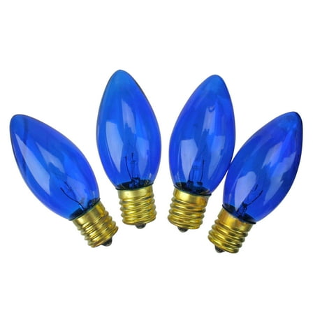 Pack of 4 Blue C9 Replacement Christmas Lamp Bulbs 2.25"