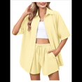 thumbnail image 2 of Conjunto de Chándal de 2 Piezas para Mujer, de Verano, con Top de Corta y Pantalones Cortos. Amarillo XL, 2 of 9