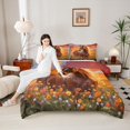 thumbnail image 4 of Feelyou Kawaii Cartoon Horse Queen Comforter Set, Vibrant Groovy Floral Bedding Sets, Rustic Farmhouse Reversible Bedding Comforter Set, Ultra Soft Bedroom Decor, 3-Piece, 4 of 8