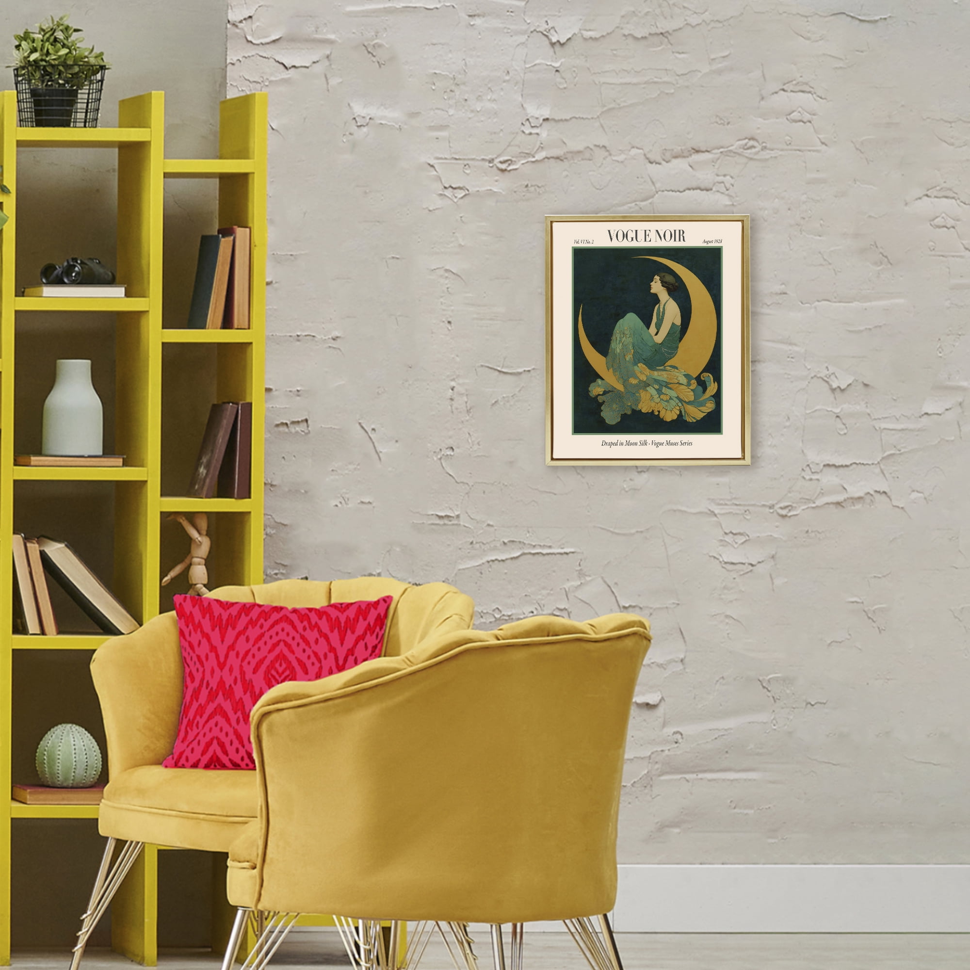 Stupell Industries Draped In Moon Silk Gold Framed Floater Canvas Wall Art, design by A Barefoot Stylist