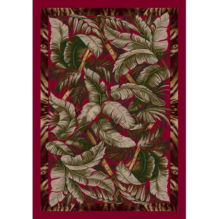 Milliken Signature Area Rug JUNGLE FEVER RUBY Jungle Fever Ruby Palm Trees 5 4 x 7 8 Oval