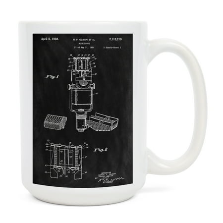 

15 fl oz Ceramic Mug Blackboard Patent Microphone Dishwasher & Microwave Safe