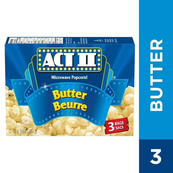 ACTII® Microwave Gourmet Popcorn - Butter Flavour, 3 x 78 g