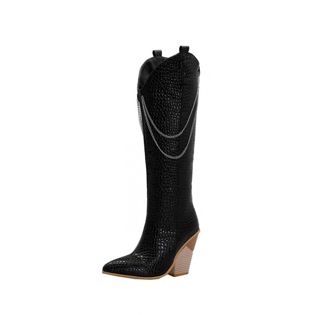 Awdenio Bottes d'Automne et d'Hiver Grande Taille pour Femmes Talon Compensé Imprimé Serpent