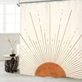 thumbnail image 2 of Abstract Sun Shower Curtain Set 72Wx72H Inches Modern Minimalist Mid Century Aesthetic Mustard Yellow Sunburst Sunrise Simple Polyester Waterproof Cloth Bathroom Curtain with 12 Hooks, 2 of 2