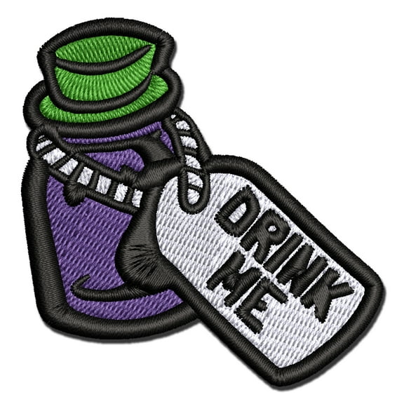 Drink Me Potion Bottle from Alice In Wonderland Applique Multi-Color Embroidered Iron-On Patch - 2.5 Inch Small