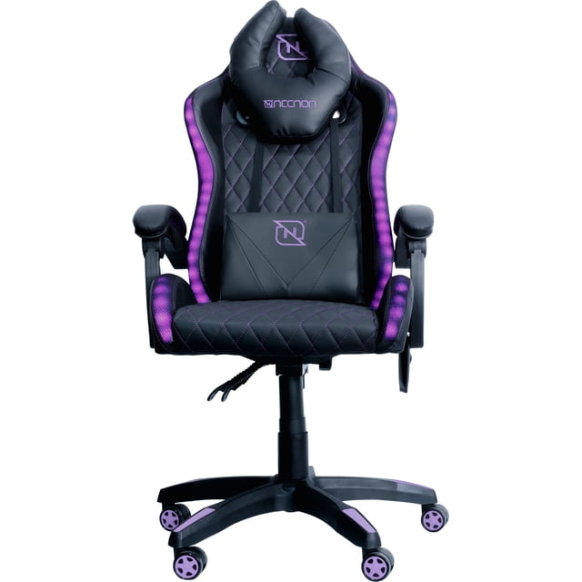 N NECNON Silla Gamer RGB RECLINABLE 145° COJIN Lumbar Cabeza Y REPOSABRAZOS (Negro/Fucsia)