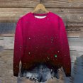 thumbnail image 4 of Otntypg Fashion Sparkly Printed Sweatshirt for Women, Lightweight Casual Fall Oversized Crewneck Sweatshirts Women Loose Fit Long Sleeve Pullover Tops Cute Soft Shirt Hot Pink#01 XL, 4 of 8