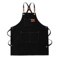 thumbnail image 4 of predolo Canvas Apron Carpentry Apron Adjustable with Pocket Canvas Cross Back Chef Apron Black, 4 of 8