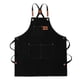 thumbnail image 4 of Delantal de chef de lona con peto ajustable, bolsillos, tirantes cruzados en la espalda e impermeable. Negro, 4 of 9