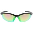 thumbnail image 1 of TR-90 Semi Rimless Sports Wrap Sunglasses Ribbed Arms Mirrored Lens 74mm (Black / Pink Green Mirror), 1 of 4